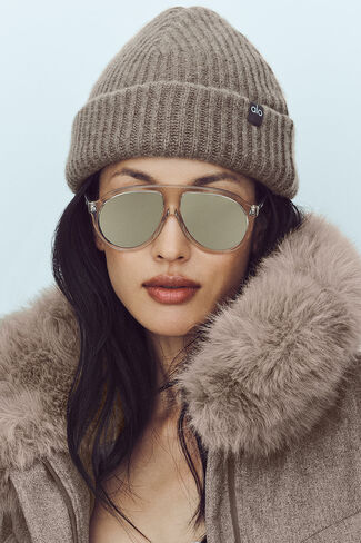 Alo Yoga Courchevel Cashmere Beanie - جبال الألب كاكاو هيذر - جبال الألب كاكاو هيذر / مقاس واحد in Saudi Arabia