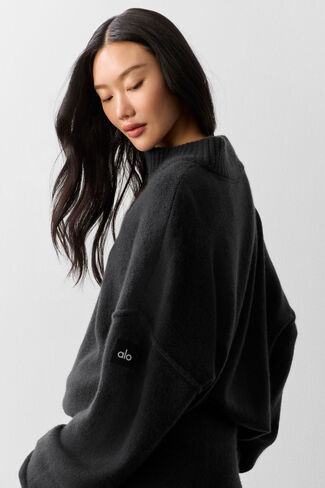 بلوفر ألو يوجا صوف كشمير فئة جديدة 1/4 سحاب - أسود in Kuwait