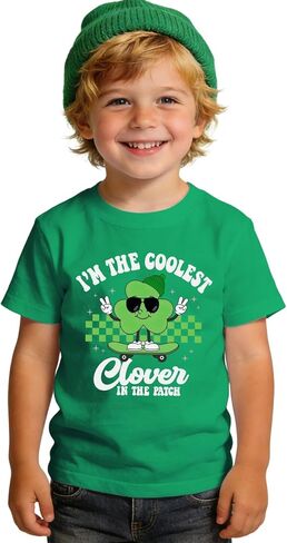 Toddler Boys St Patrick's Day Shirts Baby I’m The Coolest Clover in The Patch T-Shirt Shamrock Tee Top Irish Outfit in Kuwait