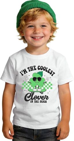 Toddler Boys St Patrick's Day Shirts Baby I’m The Coolest Clover in The Patch T-Shirt Shamrock Tee Top Irish Outfit in Kuwait