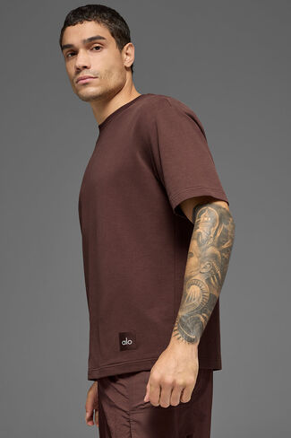 Alo Yoga Double Take Short Sleeve - Brownstone in Saudi Arabia