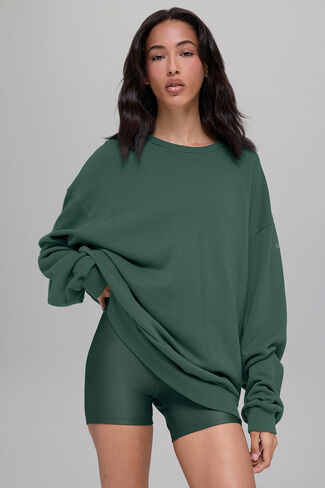 Alo Yoga Chill Crew Neck Pullover - Clover Green in Saudi Arabia
