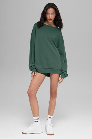 Alo Yoga Chill Crew Neck Pullover - Clover Green in Saudi Arabia