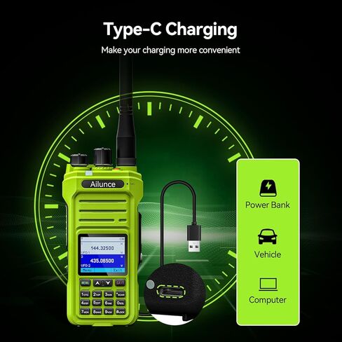 راديو محمول Retevis Ailunce HA1G GMRS، غرد، راديو طويل المدى مع ميكروفون مكبر صوت، استقبال ثنائي النطاق، أجهزة اتصال لاسلكية مقاومة للماء IP67، شحن من النوع C، NOAA 2800 مللي أمبير في الساعة، راديو FM، راديو GMRS للطرق الوعرة in Kuwait