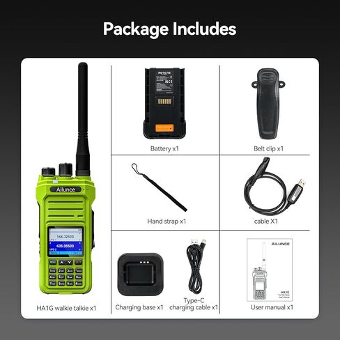 راديو محمول Retevis Ailunce HA1G GMRS، غرد، راديو طويل المدى مع ميكروفون مكبر صوت، استقبال ثنائي النطاق، أجهزة اتصال لاسلكية مقاومة للماء IP67، شحن من النوع C، NOAA 2800 مللي أمبير في الساعة، راديو FM، راديو GMRS للطرق الوعرة in Kuwait