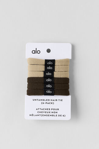 Alo Yoga Untangled Hair Tie (6-Pack) - Beige/Espresso - Beige/Espresso / One Size in Kuwait