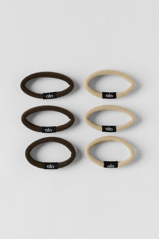 Alo Yoga Untangled Hair Tie (6-Pack) - Beige/Espresso - Beige/Espresso / One Size in Kuwait