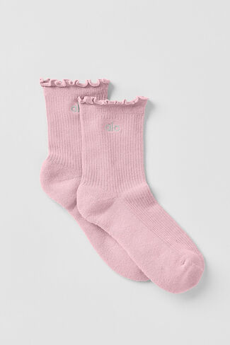 Alo Yoga Women's Lettuce Edge Sock - Vintage Pink in Kuwait