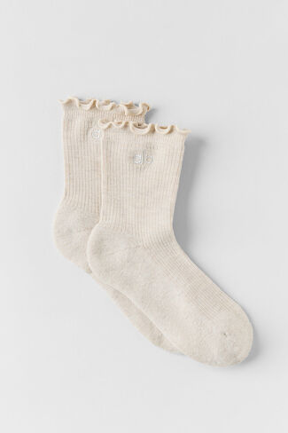 Alo Yoga Women's Lettuce Edge Sock - Oatmeal Heather in Saudi Arabia