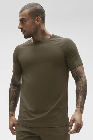 Alo Yoga ALO Vapor Crewneck كم قصير - شجرة الزيتون in Kuwait