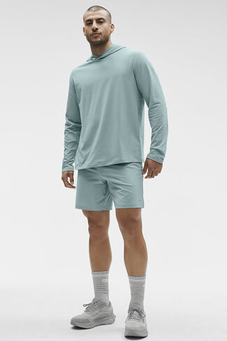 Alo Yoga Conquer Reform Long Sleeve With Hood - Desert Sage in Kuwait