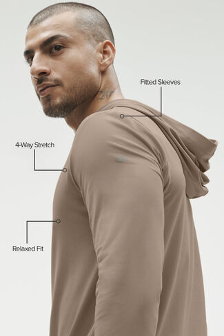 Alo Yoga Conquer Reform Long Sleeve With Hood - Gravel in Kuwait