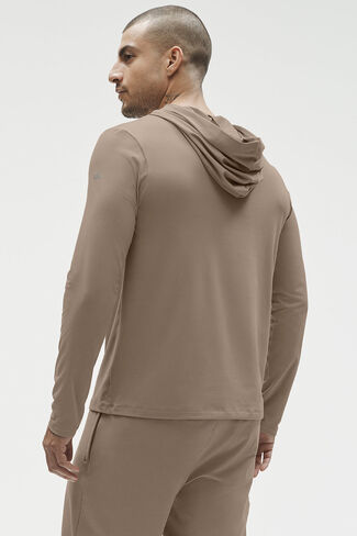Alo Yoga Conquer Reform Long Sleeve With Hood - Gravel in Kuwait