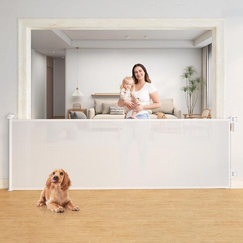 بوابة أطفال Momcozy بطول 41 بوصة وعرض 118 بوصة 【عريضة جدًا】 لفتح بوابات أطفال كبيرة قابلة للسحب للأطفال والحيوانات الأليفة الكبيرة، بوابة أمان للكلاب للسلالم والمداخل والممرات والداخل والخارج in Kuwait