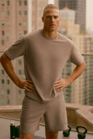 Alo Yoga Double Take Short Sleeve - Gravel in Saudi Arabia