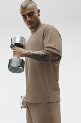 Alo Yoga Double Take Short Sleeve - Gravel in Saudi Arabia