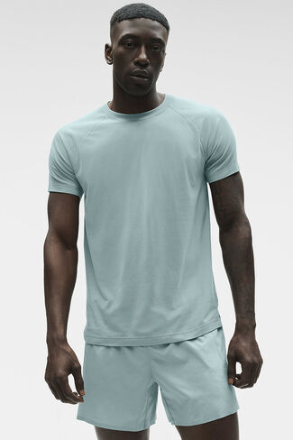 Alo Yoga ALO Vapor Crewneck كم قصير - ديزرت سيج in Kuwait