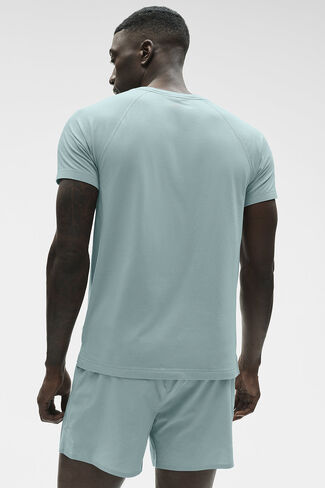 Alo Yoga ALO Vapor Crewneck كم قصير - ديزرت سيج in Kuwait