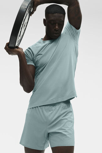 Alo Yoga ALO Vapor Crewneck كم قصير - ديزرت سيج in Kuwait