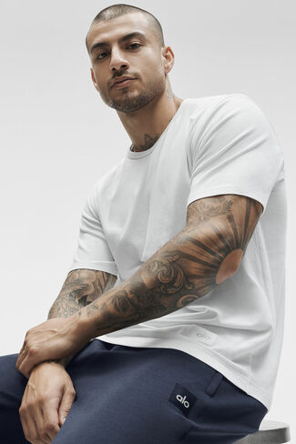 Alo Yoga Essential Short Sleeve Street Tee - White in Kuwait