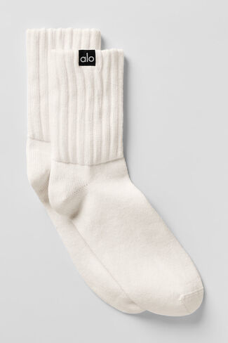 Alo Yoga Unisex Half-Crew Scrunch Sock - Ivory in Kuwait
