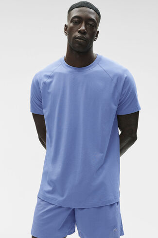 Alo Yoga ALO Vapor Crewneck كم قصير - أزرق بروفانس in Kuwait