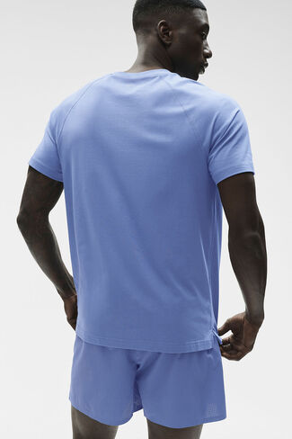 Alo Yoga ALO Vapor Crewneck كم قصير - أزرق بروفانس in Kuwait