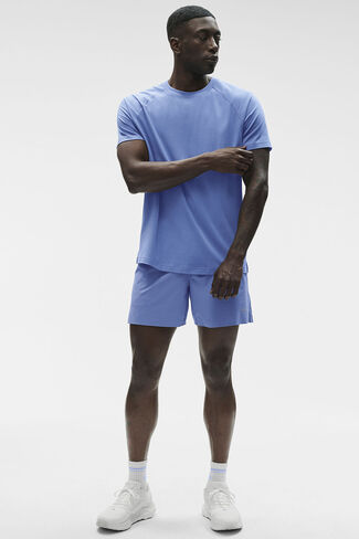 Alo Yoga ALO Vapor Crewneck كم قصير - أزرق بروفانس in Kuwait