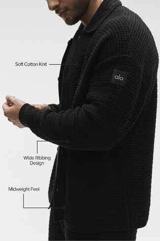 Alo Yoga Shift Knit بأكمام طويلة - أسود in Kuwait