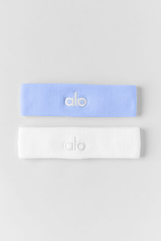 عصابة رأس Alo Yoga Glow (عبوة من قطعتين) - أزرق بروفانس فاتح/أبيض - أزرق بروفانس فاتح/أبيض / مقاس واحد in Kuwait