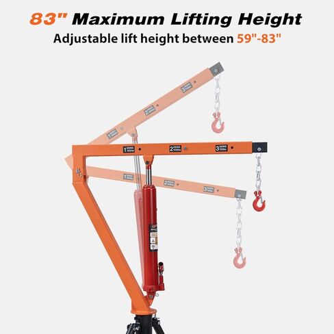 Rugcel 1000 lb Stretchable Receiver Hitch Mounted Hydraulic Swivel Pickup Truck Crane, with Three Boom Capacities of 500 lb, 750 lb and 1000 lb, is Used for Lifting Cargo in Industry, Construction in Saudi Arabia