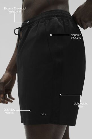 شورت ألو يوجا 7 بوصات عالي المد - أسود in Kuwait