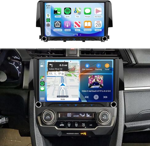 8Core 4GB+64GB لسيارة Honda Civic 2016-2020 ستيريو راديو السيارة مع Carplay اللاسلكي، 5.0 بلوتوث، DSP 46EQ، Android Auto، شاشة لمس IPS 9 بوصة، Android 15، كاميرا احتياطية AHD، 59UIs، GPS، FM/RDS in Kuwait