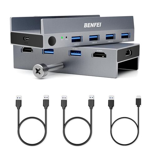 USB 3.0 Switch, USB Switcher 2 Computers Share 3*USB 3.0 and 1*USB C with Remote Control for PC Mouse Keyboard Printer Scanner, USB KVM Switch Selector Compatible with Windows, Mac, Linux in Saudi Arabia