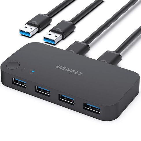 USB 3.0 Switch, USB Switcher 2 Computers Share 3*USB 3.0 and 1*USB C with Remote Control for PC Mouse Keyboard Printer Scanner, USB KVM Switch Selector Compatible with Windows, Mac, Linux in Saudi Arabia