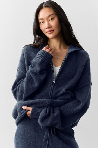 هودي Alo Yoga Wool Cashmere New Class بسحاب كامل - كحلي in Kuwait