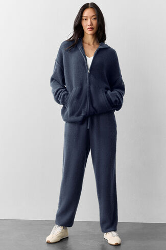 هودي Alo Yoga Wool Cashmere New Class بسحاب كامل - كحلي in Kuwait