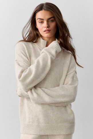 Alo Yoga Wool Cashmere New Class 1/4 Zip Pullover - Oatmeal Heather in Kuwait