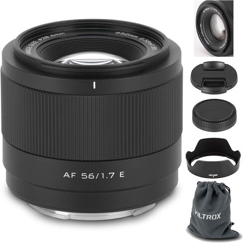 VILTROX 56 مم F1.7 E-Mount APS-C STM عدسات تركيز تلقائي خفيفة الوزن لكاميرات Sony E-Mount A6000 A6100 A6300 A6400 A6500 A6600 A6700 ZV-E10 FX30 ZC-E10II FX3 A7C A7SII A7III A7RIIl A7IV A7RIV A9 in Saudi Arabia