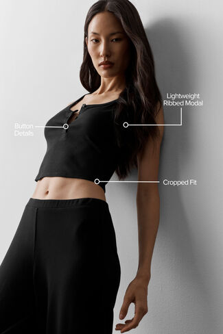 تانك ألو يوجا مودال هينلي مضلع - أسود in Kuwait