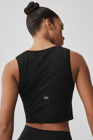 تانك ألو يوجا بدون خياطة - أسود in Kuwait