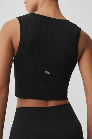 تانك ألو يوجا بدون خياطة - أسود in Kuwait