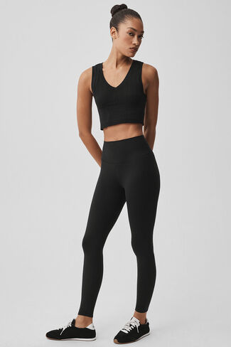 تانك ألو يوجا بدون خياطة - أسود in Kuwait