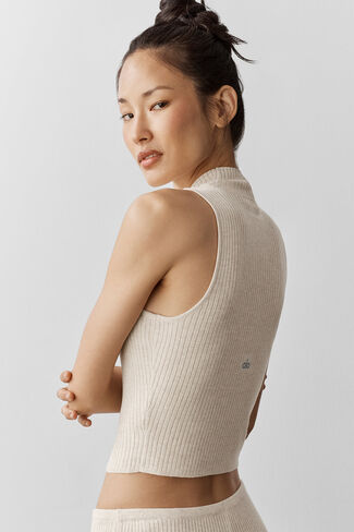 Alo Yoga Sweater Knit Unwind بدون أكمام - شوفان هيذر in Kuwait