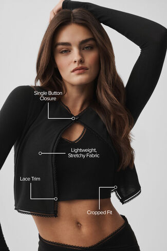 Alo Yoga Affection Cardigan - Black in Saudi Arabia