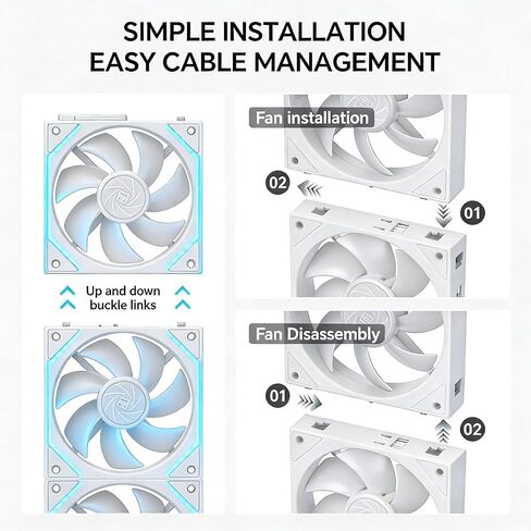 2 Pcs 120mm PC Case Cooling Fans, Daisy-Chain | 2000RPM | High Airflow | ARGB | Dual Infinity Mirrors Lighting for Gaming Build(Black) in Saudi Arabia