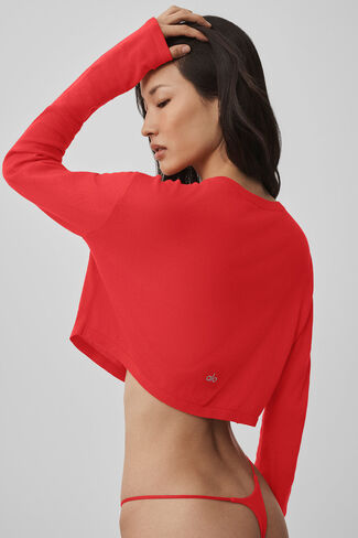 Alo Yoga Supernatural Sweater Cardigan - Bright Red in Kuwait