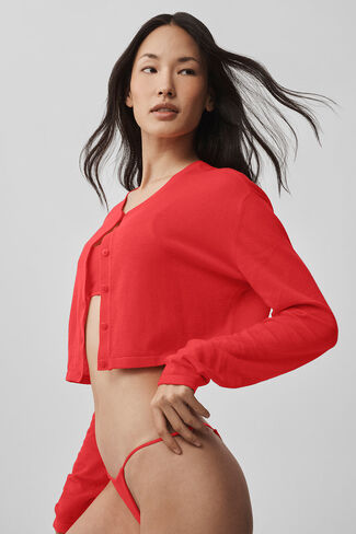 Alo Yoga Supernatural Sweater Cardigan - Bright Red in Kuwait
