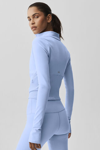 جاكيت Alo Yoga Airbrush Corset بسحاب كامل - أزرق بروفانس فاتح in Kuwait