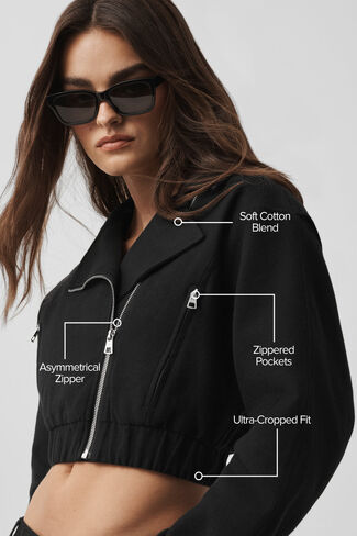 Alo Yoga Cropped Cosmopolitan Jacket - Black in Kuwait